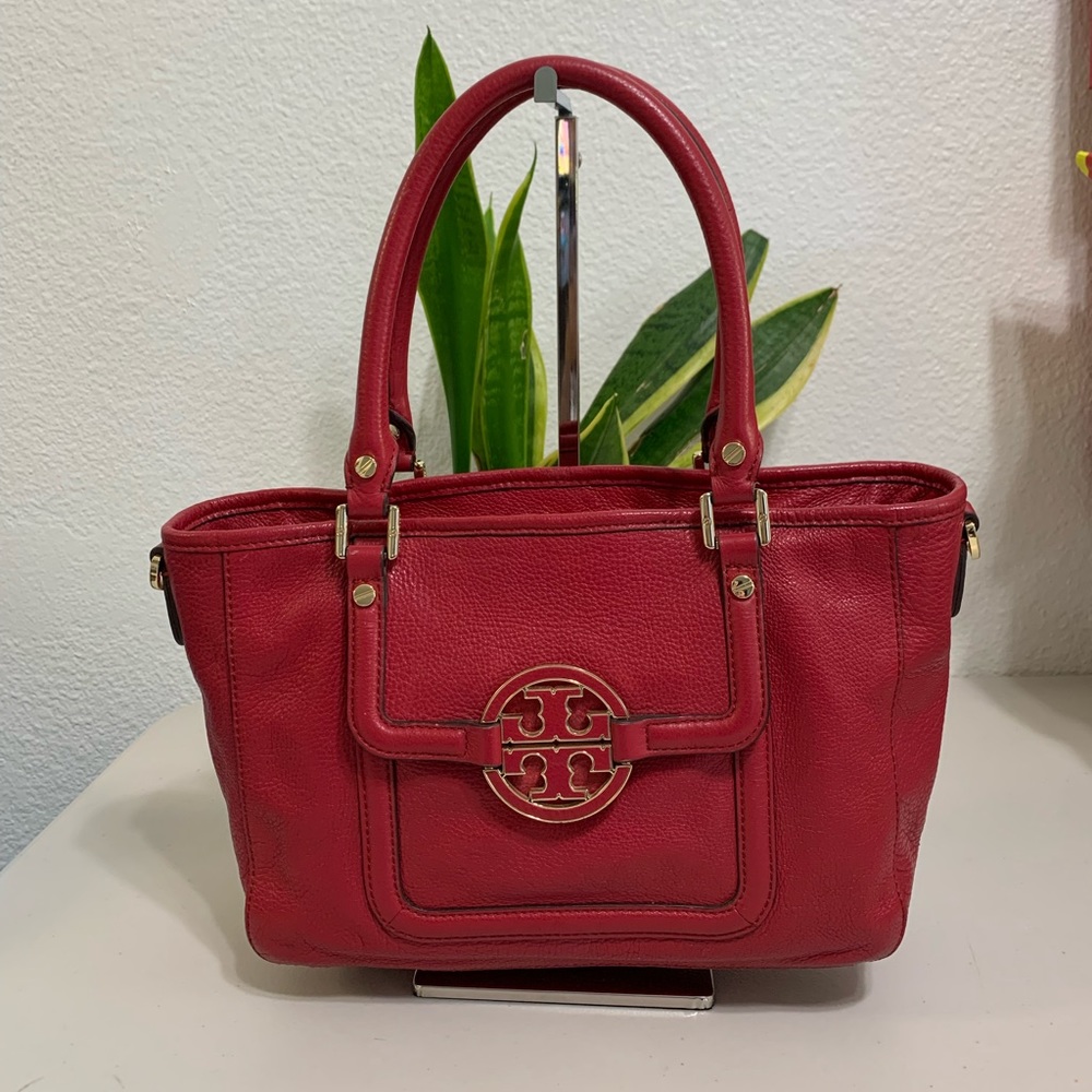 Tory Burch Beautiful Handbag Red Leather Gem
